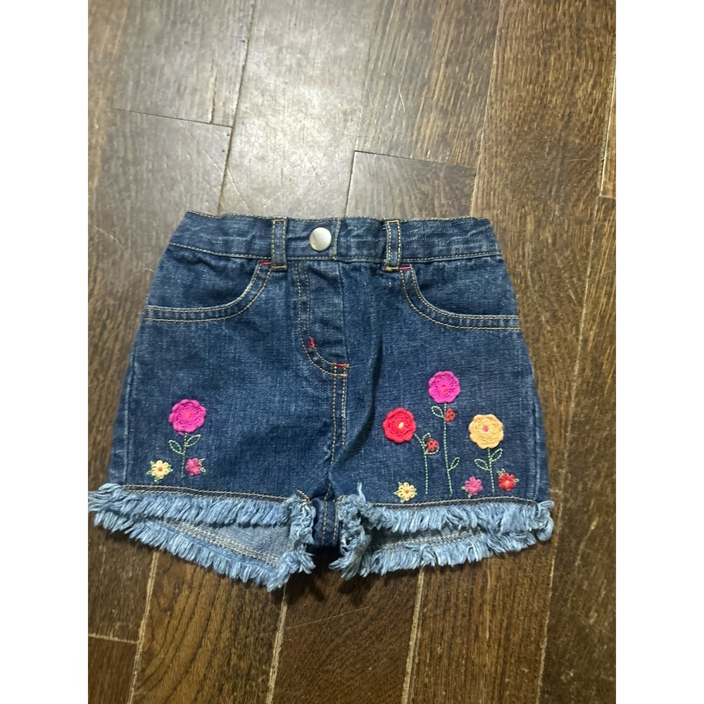 Toddler Girl 12-18 Months Jean Shorts by‎ Gymboree , Embroidered Flowers